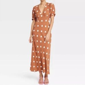A New Day Brown Dot Maxi Dress NWT Medium